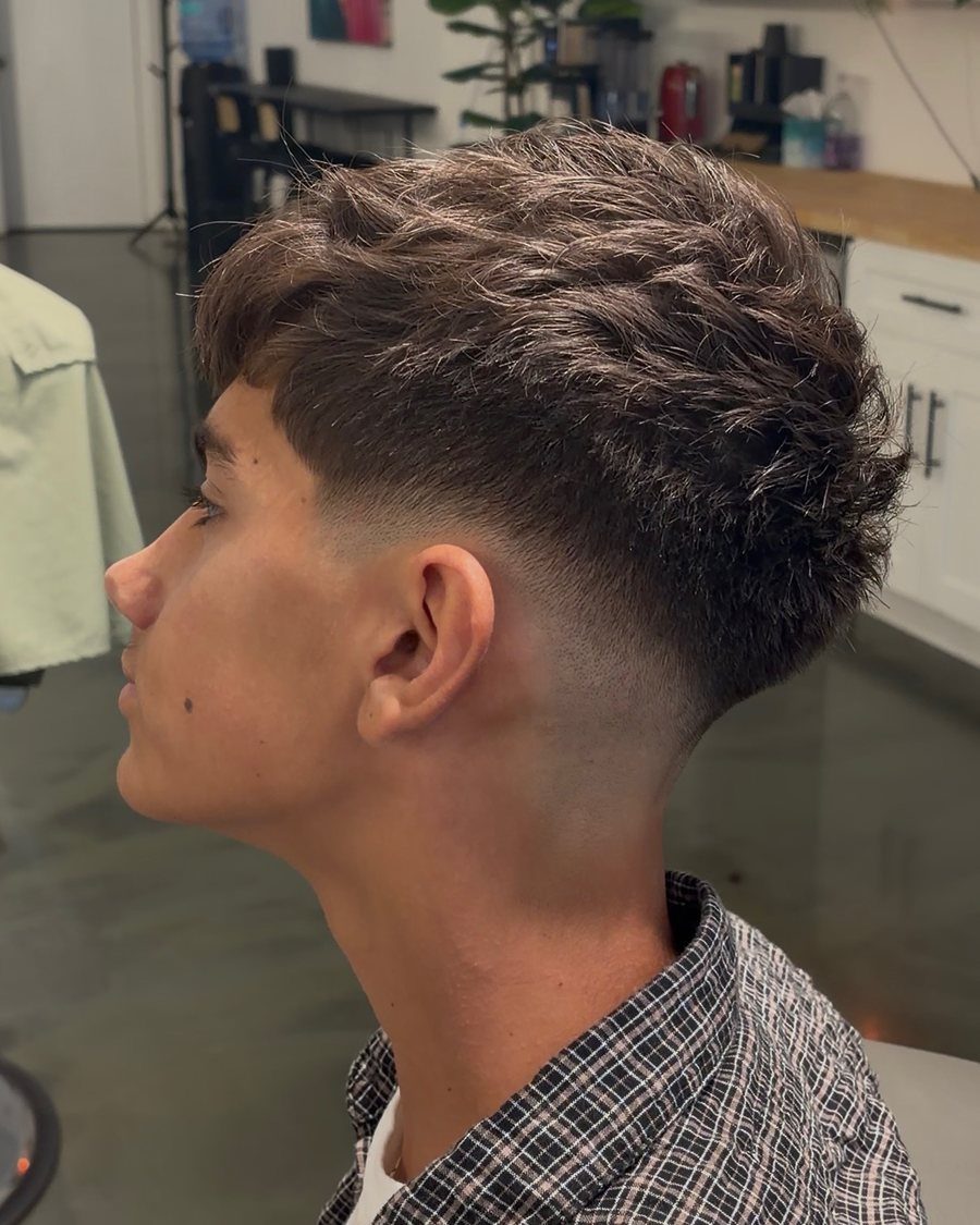 Textured fringe with a mid fade